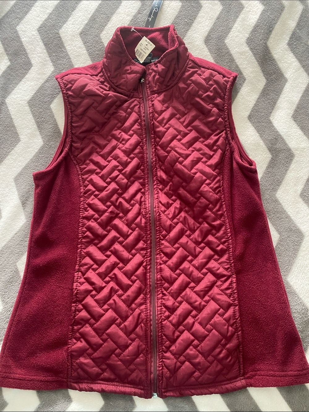 French Laundry Quilted Fleece Vest in Burgundy